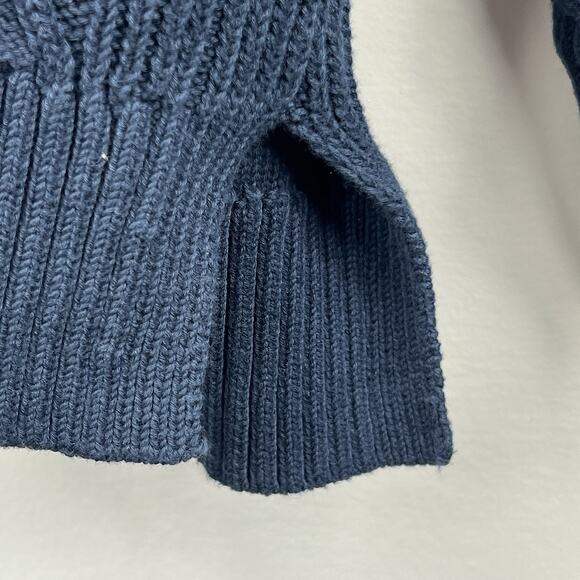 J.Crew Navy Blue Fisherman Sweater Size M Cotton Cable Knit Mockneck NWT - Picture 7 of 11